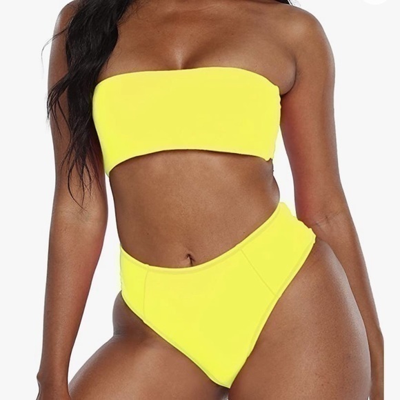 High Waist Bikini Neon Yellow - Picture 2 of 7